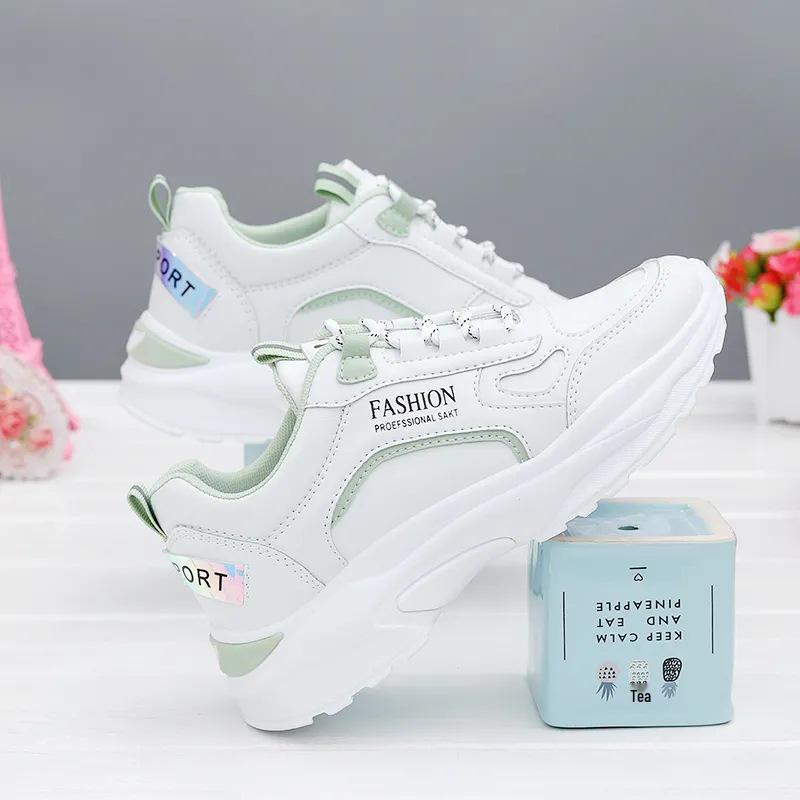 Dames 2025 Lente Leer Ademende Sneakers - Casual, Veelzijdig, Dikke Zool Dad Shoes