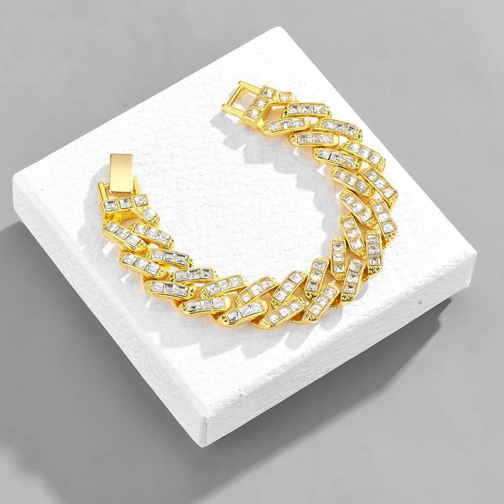 European & American Niche Design 16mm Rhinestone Cuban Link Chain Men s Hip Hop Jewelry
