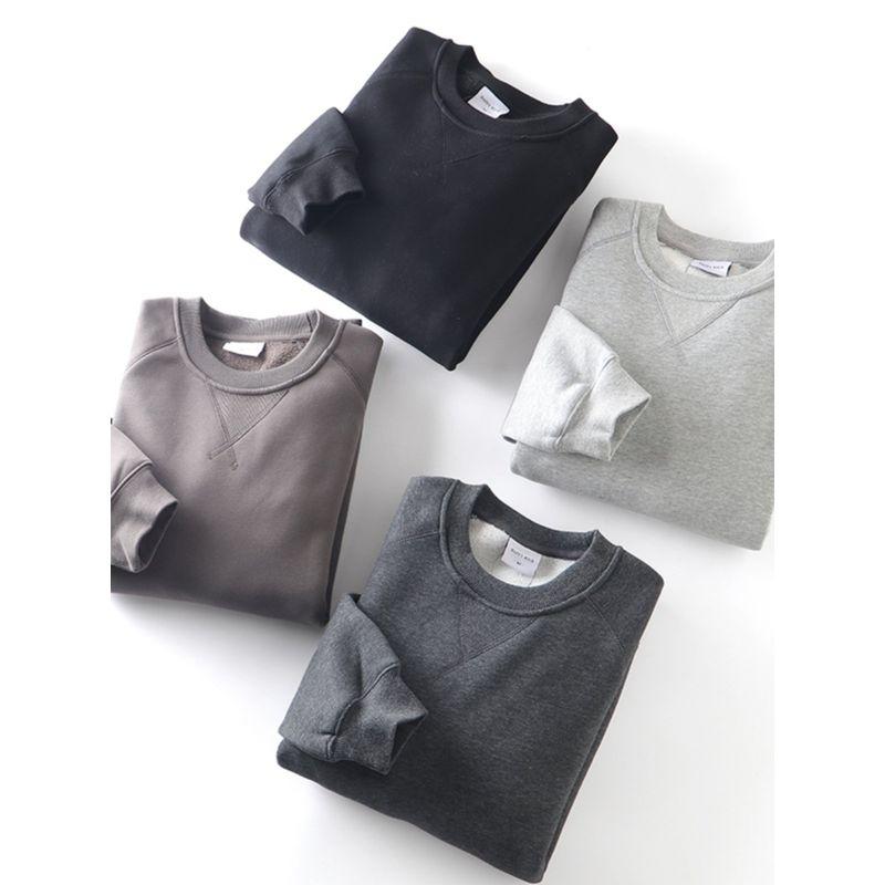 Retro Heavyweight Raglan Sweatshirt for Men, Autumn and Winter Style, Fleece-Lined, Thickened, Hoodless Pullover, Export Quality Casual Jacket