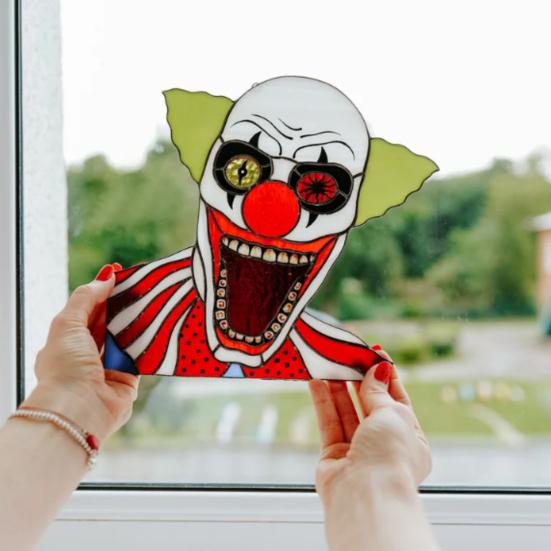 Window Clown Decoration Gothic Acrylic Colorful Clown Ornament Window Corner