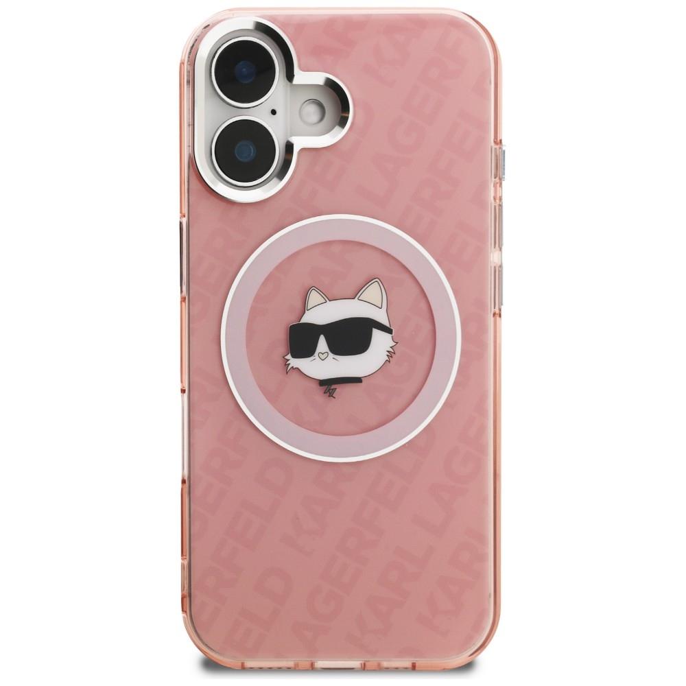 Karl Lagerfeld IML Choupette Head Logo MagSafe Case for iPhone 16 Pink