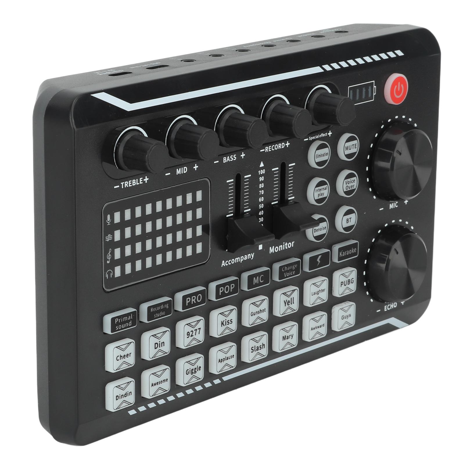 

Внешняя звуковая карта Bluetooth с шумоподавлением, изменяющая голос, звуковой микшер, оборудование для подкастов для стриминга, подкастинга, игр