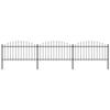 Garden Fence - vidaXL - Steel - 5.1 M - Black - 3 Panels and 4 Posts