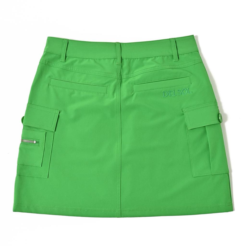 Delsol 7781 GRN Lightweight Summer Fabric Cargo Long Summer Golf Large Loose Fit Skirt, Unlined, Length, Bottoms, Green, Wear, Women's, Delsol, Golf,