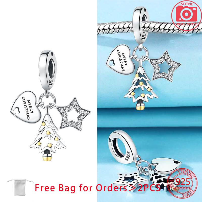 Charms Christmas Series Christmas Hat Socks Bell Snowman Copper Beads Pendant Women Original Bracelet Diy Christmas Gift