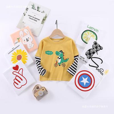 Children's Bottoming Shirt T-shirt Spring and Autumn Baby New Boy Cartoon Top Girl Baby Long-sleeved Children's Clothing