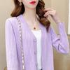 Women's V-Neck Knitted Cardigan - Long Sleeve Spring/Autumn Shawl Jacket