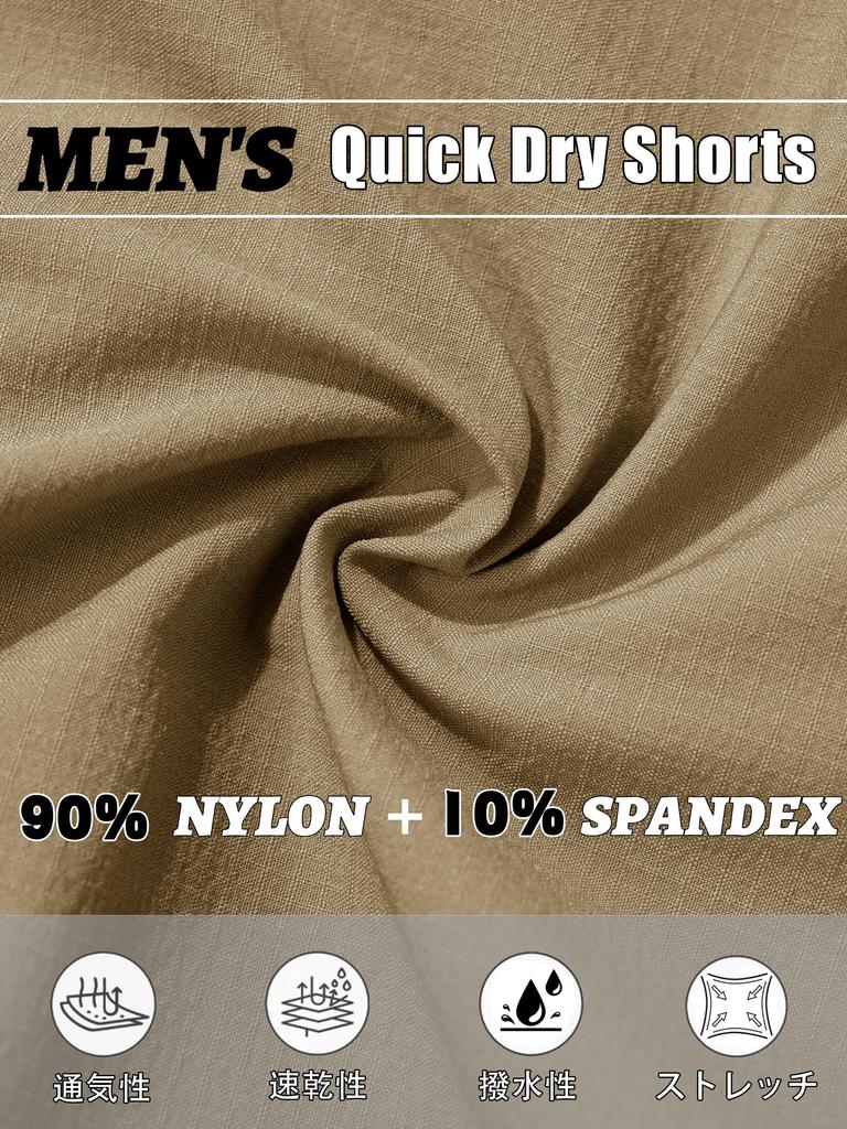 Men's Cargo Pants, Half Pants, Golf, Workwear, Shorts, Breathable, Quick-Drying, Plus Sizes, Summer, Hiking Wear, Khaki, 3XL