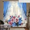 2 Pcs Bohemian Flowers Print Curtains,suitable for Bedroom,living Room Kitchen Decoration,home Decoration,window Decoration