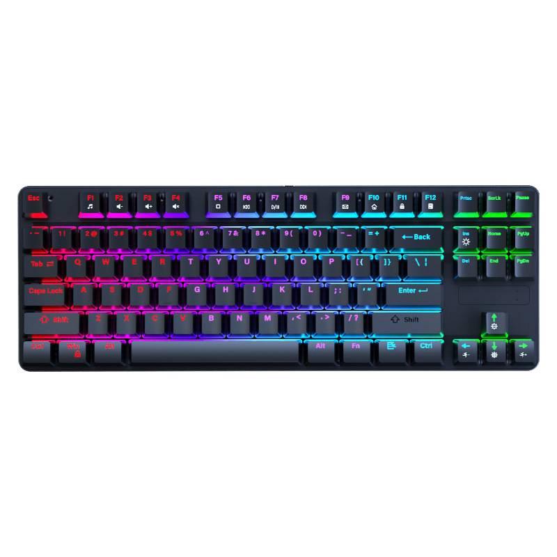 In-Stock RGB 87-Key True Mechanical Wired Keyboard, Blue Switch, for PC, Laptop, Office, and E-sports.
