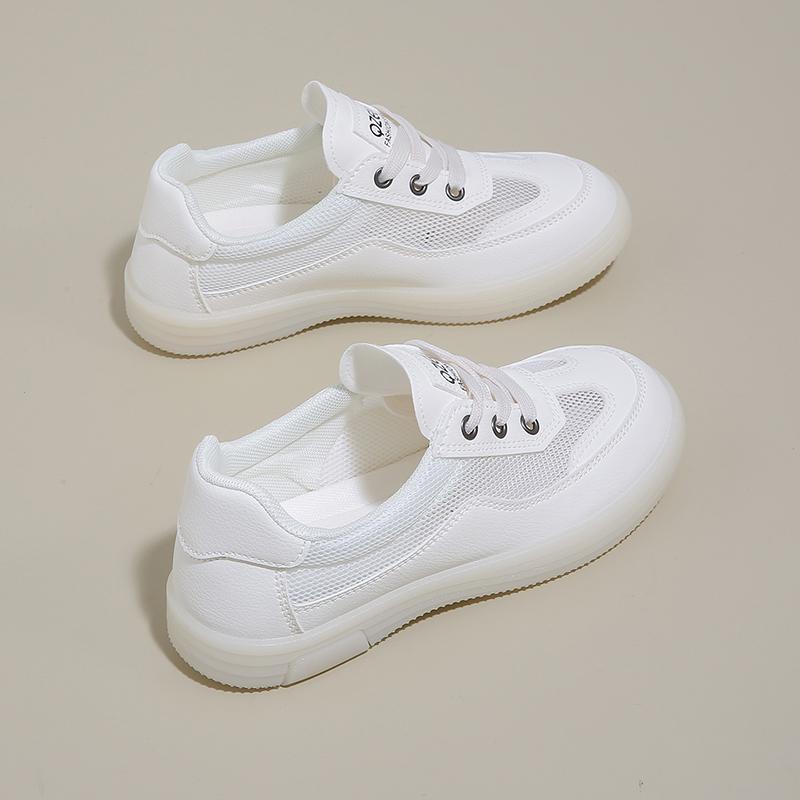 CRLAYDK Womens Mesh Skate Flat Shoes Lace Up Casual Sneakers Summer Ladies Non Slip Sports Walking Breathable Tennis