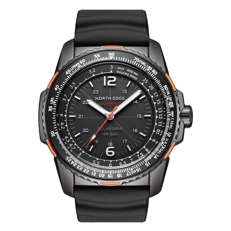Men's Solar-Powered Waterproof Sports Watch with Luminous Hands and Long Battery Life