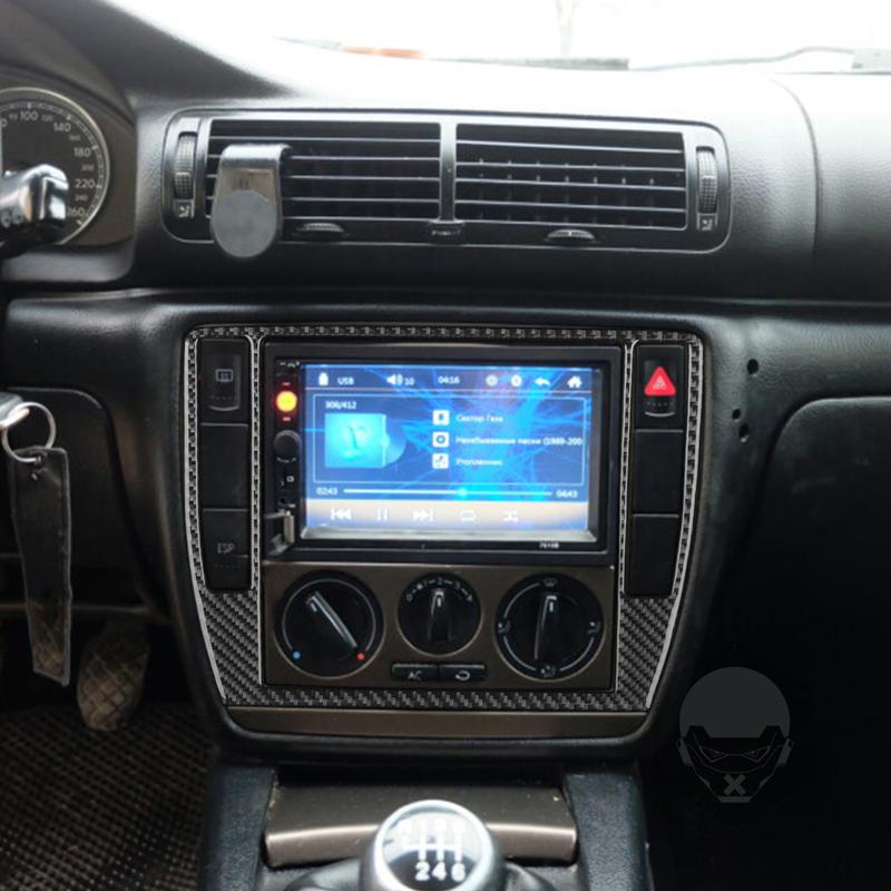 For Volkswagen VW Passat B5 2001-2005 Carbon Fiber Central Control Radio CD AC Panel Trim Cover Car Interior Accessories Sticker
