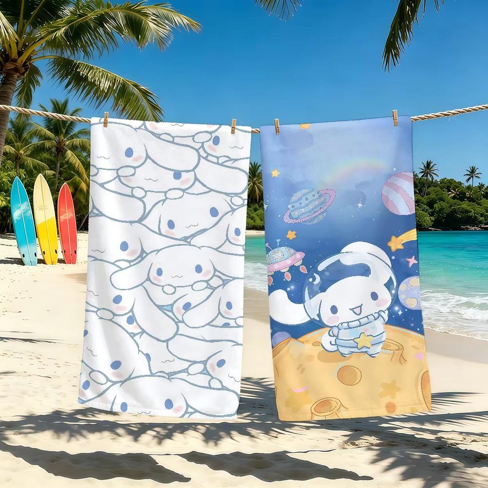 C-Cinnamoroll Cartoon S-Sanrio Beach Towel, Super Absorbent Quick Drying Summer Towel for Outdoor Camping Pool Travel Gift