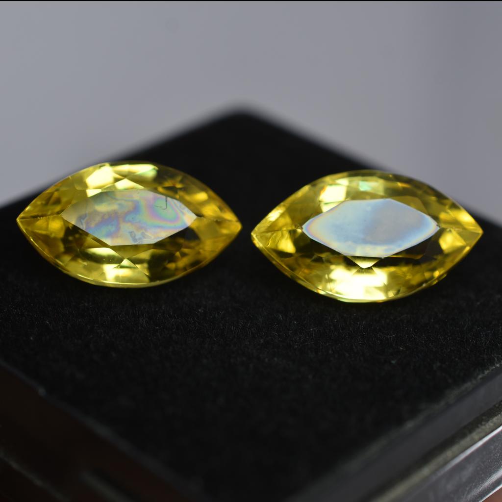 Natural Yellow Sapphire   18.89 Carat Marquise Cut Loose Gemstone Pair
