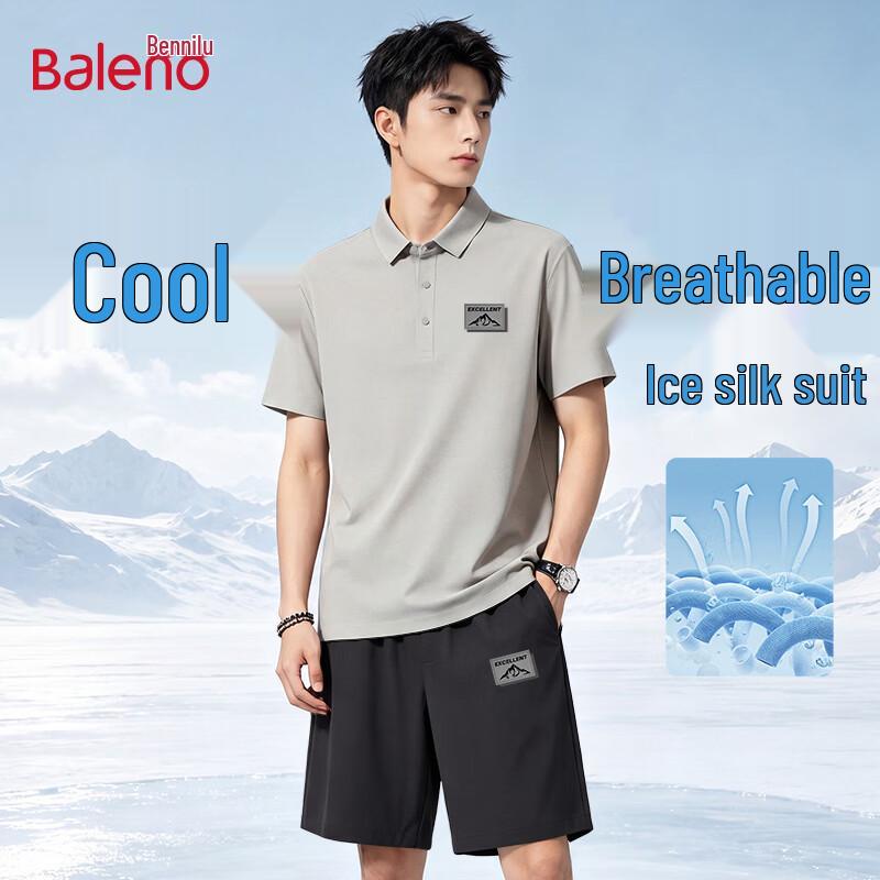 Baleno Men s Ice Silk Quick-Dry Polo Shirt & Cooling Shorts Set 2XL