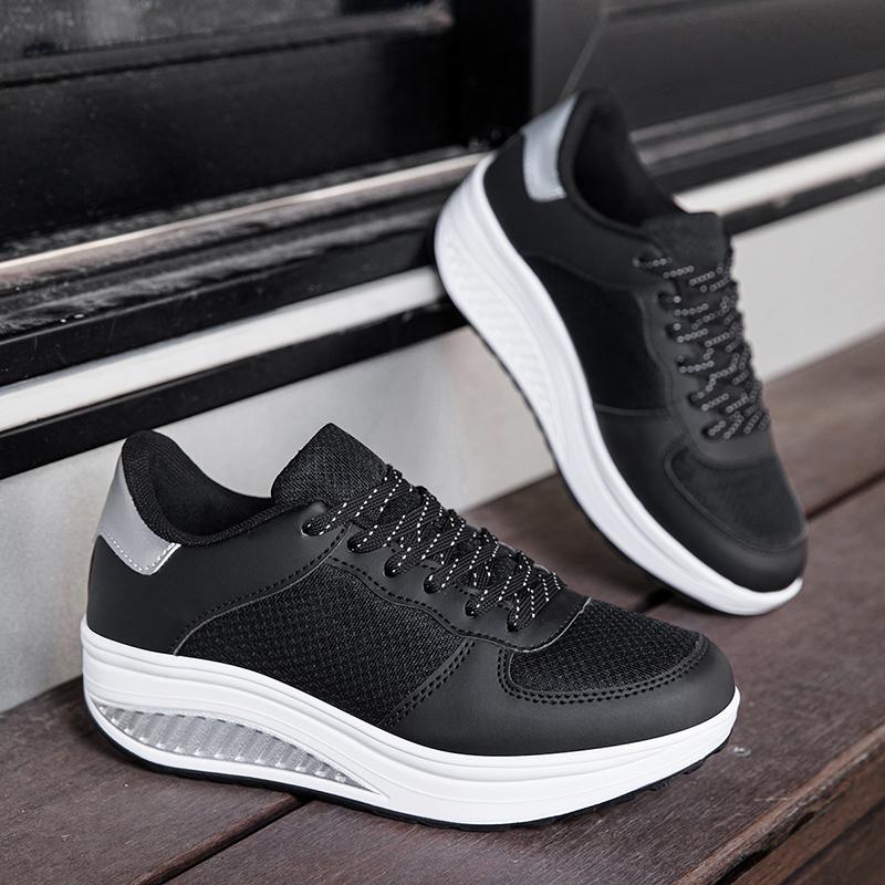 TUINANLE Pantofi albi pentru cupluri, pantofi casual cu platformă, confortabili, adidași ușori pentru mers pe jos, pantofi tenis pentru femei