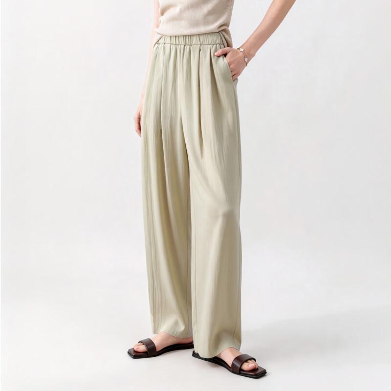 Basic House Women's High-Waisted Pleated Straight-Leg Trousers