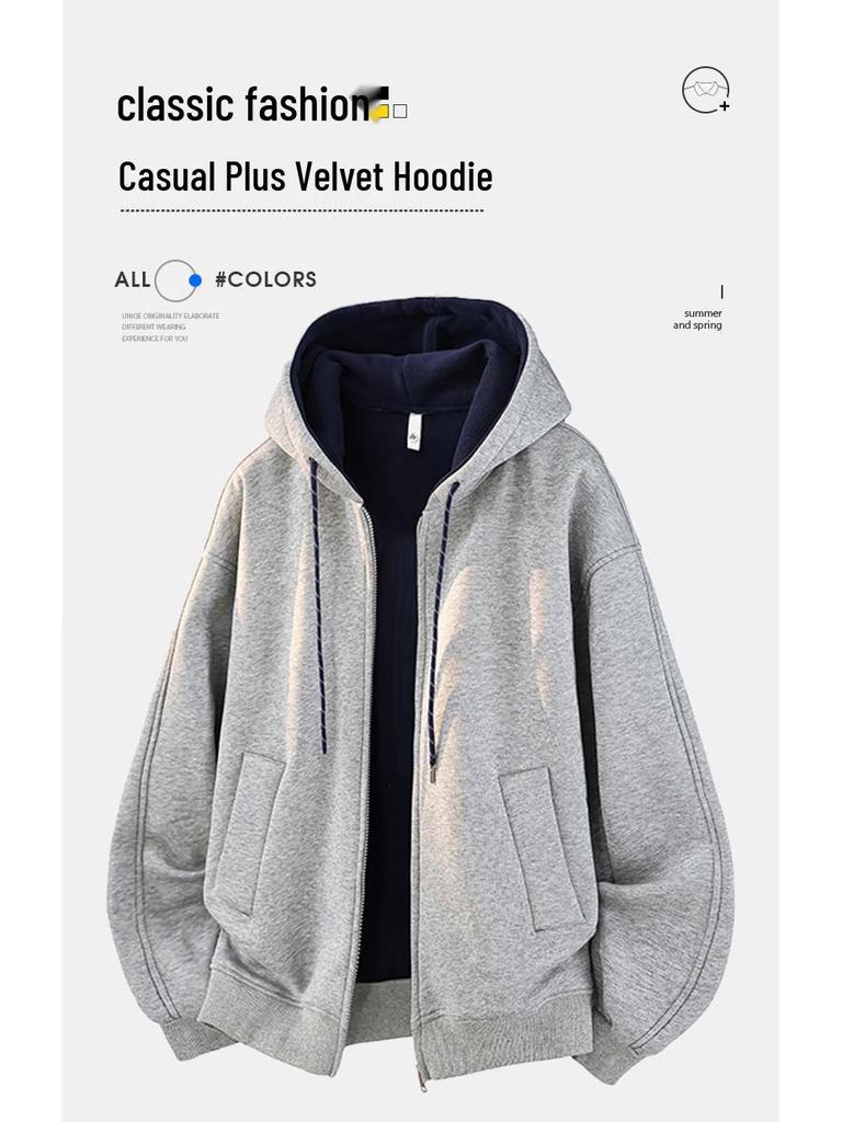 Youxu Unisex Color Block Zipper Cardigan Hoodie - Trendy Autumn/Winter Casual Wear