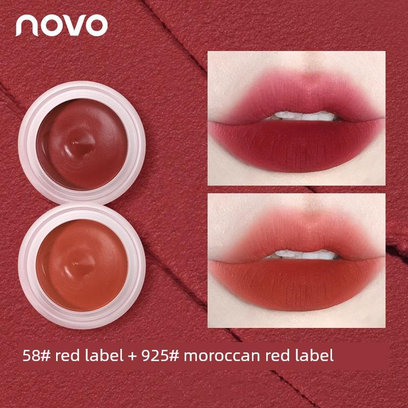 Novo Canned Mousse Lip Mud Matte Finish Velvet Plain Makeup Light Gray Pink Nude Color Series Lipstick Female Lip Lacquer Color