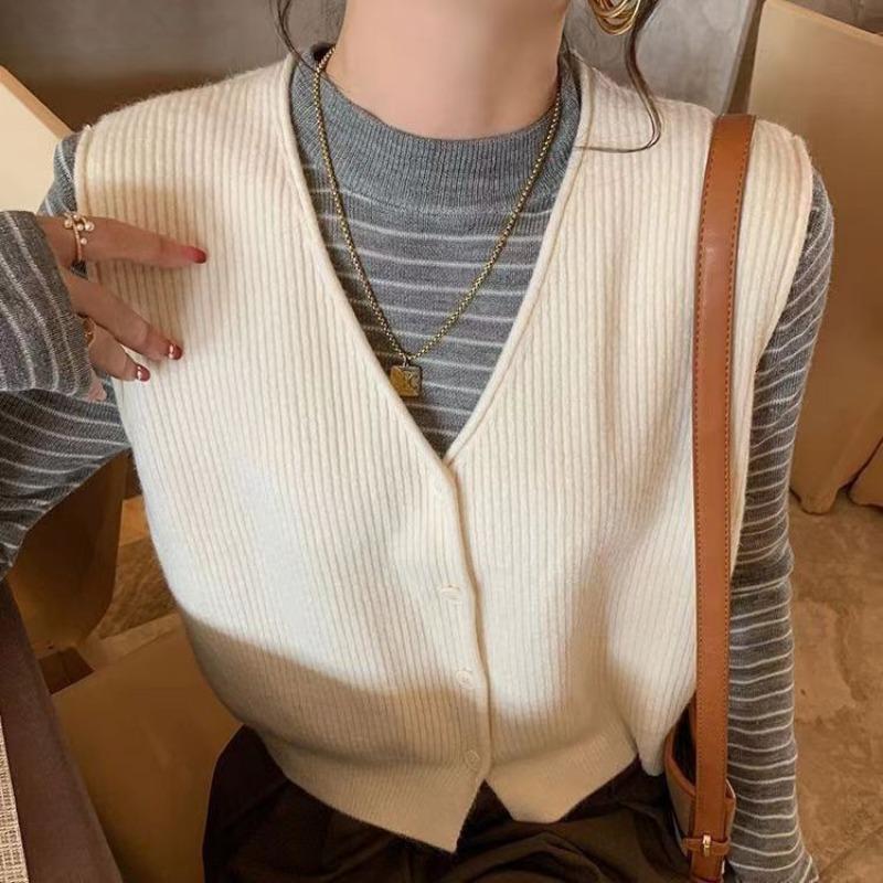 Knitted vest women's outerwear spring and autumn new style camisole layered and fashionable sleeveless sweater jacket
