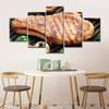 5 Stück Barbecue Gegrilltes Steak Dekor 5 Stück Leinwandgemälde Heimdekor Kunstposter 5 Paneele Raumdekor Abstrakte Bilder Wand