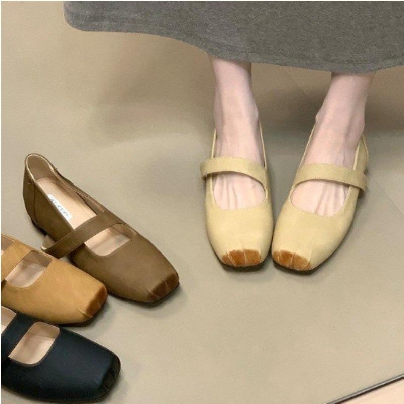 New Women's Square Toe Women Ballet Flats Shoes Shallow Elastic Band Autumn Ladies Comfort Soft Sole Ballerina Shoes