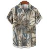 2026 Hawaiian Palm Tree 3D Print Shirt for Men Cool Summer Street Short Sleeve Shirts Tops Lapel Button Oversized Blouse Clothes