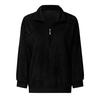 Sweatshirt Coat Long Sleeve Windproof Plush Trendy Turtleneck Zipper Neck Women Fluffy for Home