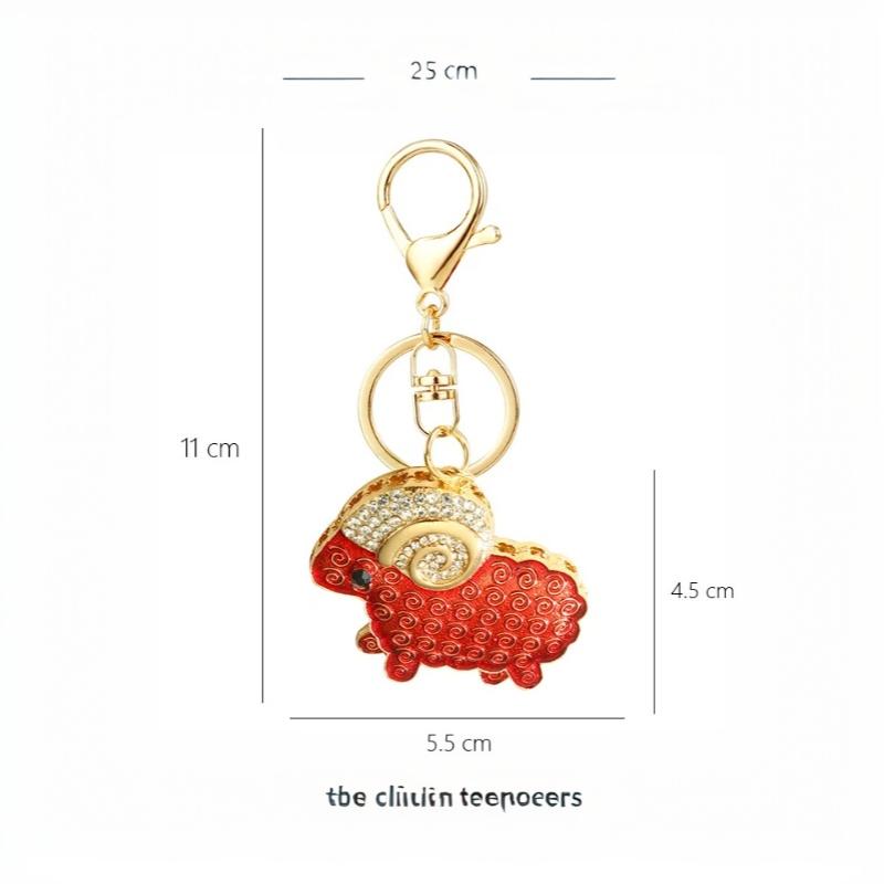 Cute Sheep Zodiac Pendant Keychain Alloy Rhinestone Stylish Bag Charm for New Year Gift Family Present Accessory