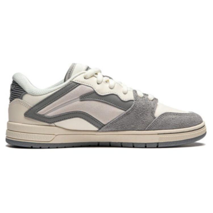 Li Ning Versatile Casual Lightweight Comfortable Non-Slip Wear-Resistant Low-Top Skate Shoes Women sneaker White Gray AEPU018-1