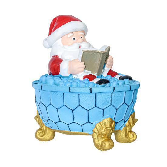 Yousheng Christmas Ornament Santa Claus Shower Design LED Night Light Resin Craft Figure Living Room Desktop Ornament