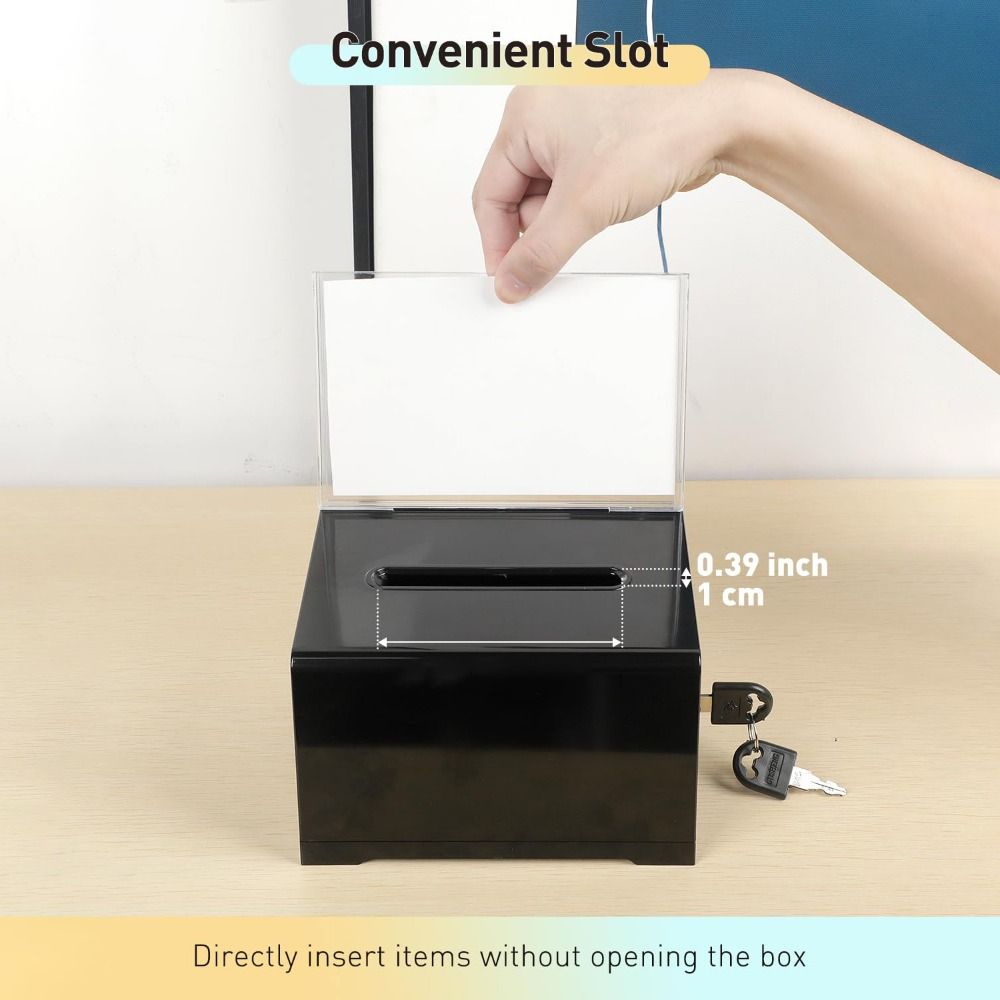 Solid Suggestion Box With Lock and Sign Holder Donation Box Plastic Container Tip Jar  Charity