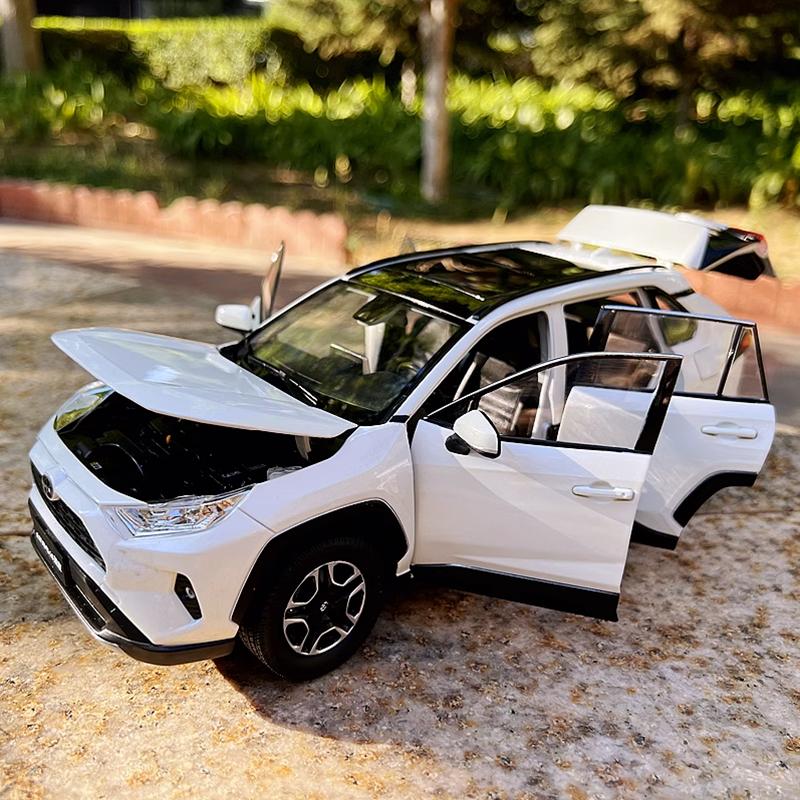 1/24 Toyotas RAV4 SUV Alloy Car Model Diecast Metal Toy Off-road Vehicles Car Model Simulation Sound and Light Children Toy Gift