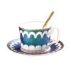Geometric Striped Porcelain Coffee Cup with Saucer Luxury Gold Plated 200ml Mug Home Exquisite Dessert Tea Cup Home Decoration