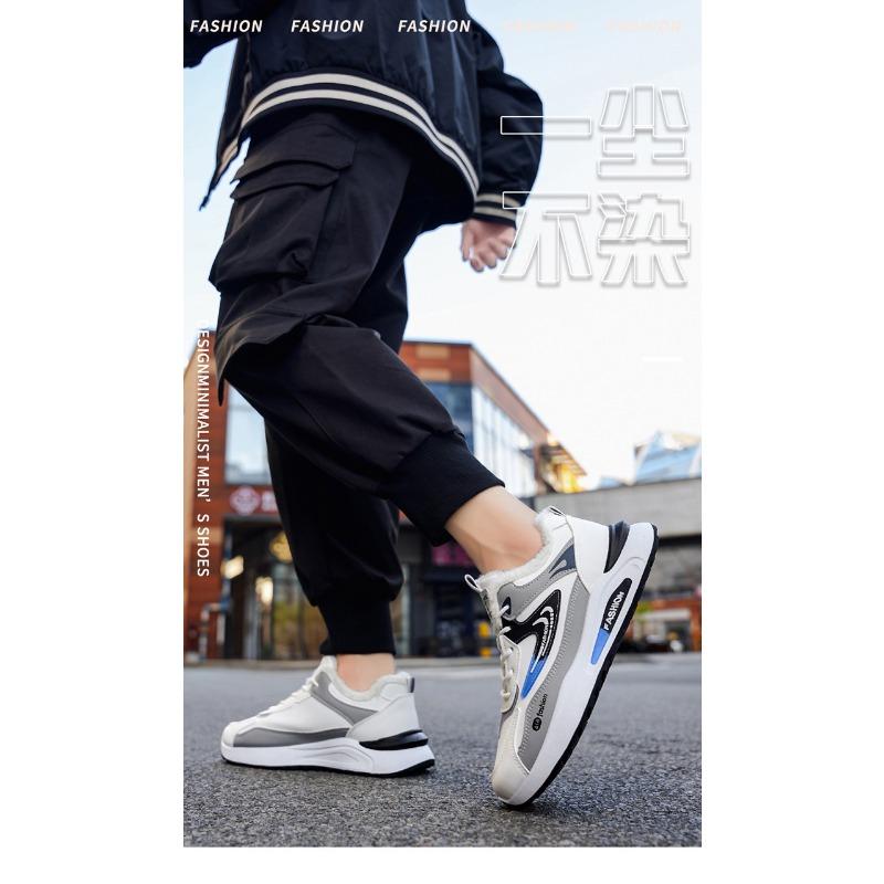 Men S Winter Fleece Lined Sports Shoes Thick Sole Non Slip Dad Running Shoes
