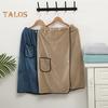 Men Bath Skirt Towel with Pocket Coral Fleece Quick Absorbent Adjustable Waist Button Closure Towel Wrap Sauna Towels Men Wrap Robe for Gym Spa Beach