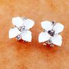 Korean Camellia Earrings: Royal Blue, Three-Dimensional Frosted Clips for Women