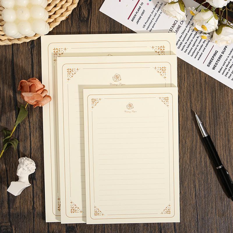 Vintage Rabbit Pattern Kraft Paper Stationery with Handwritten Lines