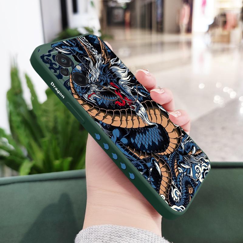 

Roaring Dragon Phone Case For Xiaomi Poco F8 F7 X7 M6 X6 F6 M5 M5S F5 X5 F4 X4 M4 F3 X3 M3 Pro Ultra 4G 5G Liquid Silicone Cover Poco M6 Pro 5G темно-зеленого