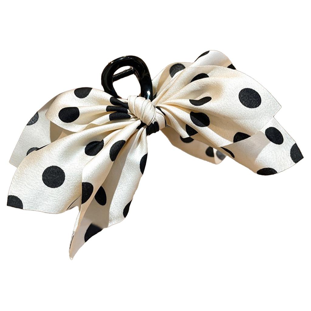 Korean Style Hair Claw Vintage Satin Polka Dot Bow Hair Clip For Women Girls Elegant Exquisite Daily Life Hair Accessories