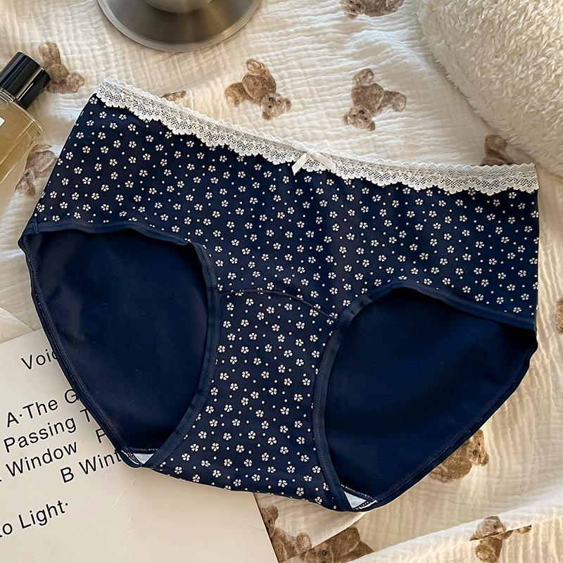 

Большой размер Девочки Лето Тонкий Новый Сладкий Цветочный Пояс Дышащее Нижнее белье XXXL синий