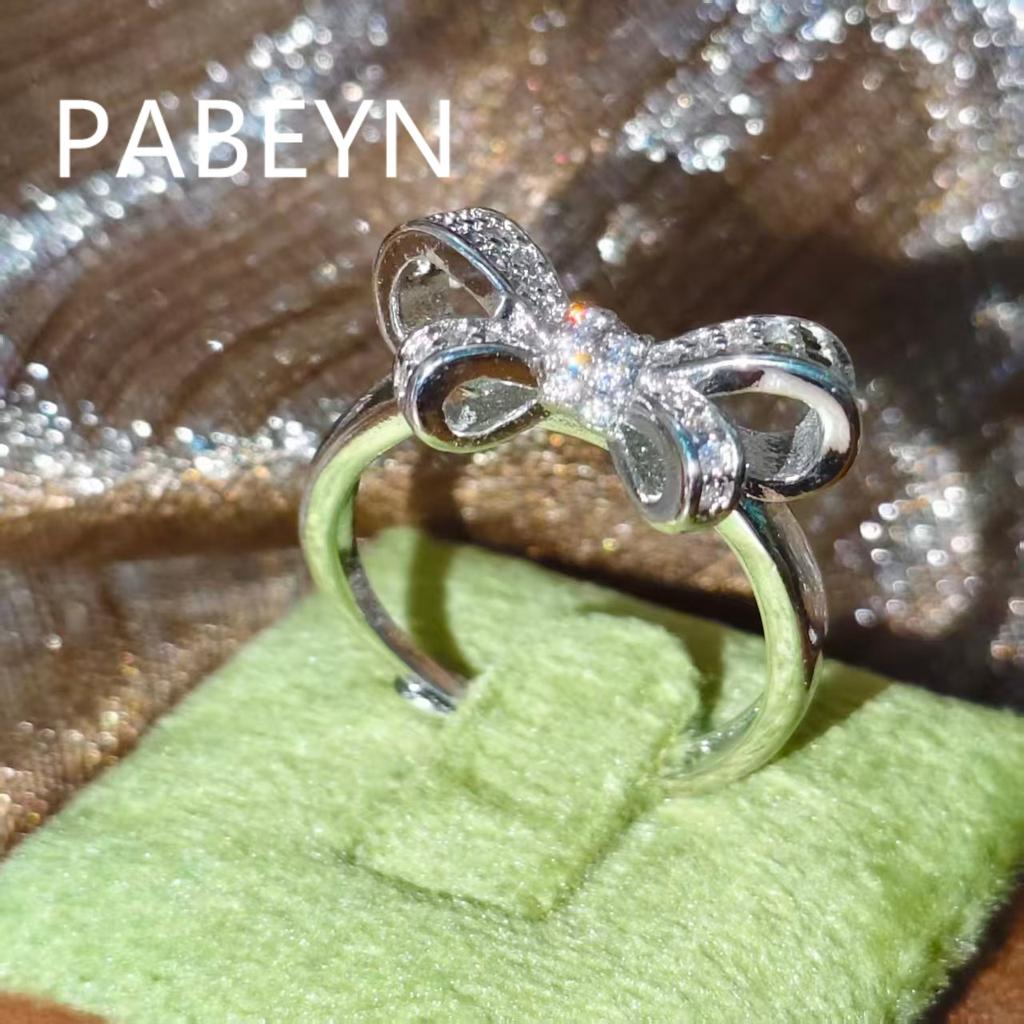 925 Sterling Silver Fashion Light Luxury Premium Bow Zircon Ring Birthday Party Anniversary Wedding Gifts