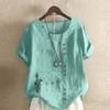 Damska Moda Czarny T-shirt z Krótkim Rękawem z Nadrukiem Mniszka Lekarskiego Luźna Bawełniana Koszulka Casualowa Luźna Bluzka Letnia Top Plus Size