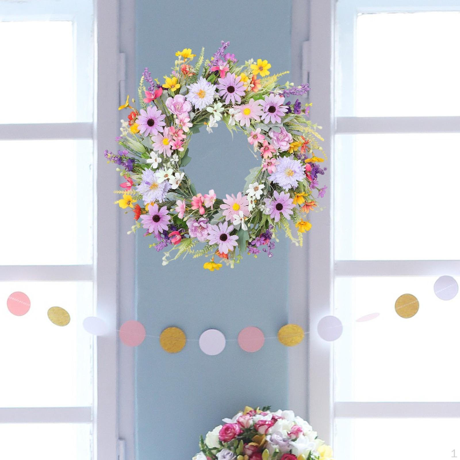 

Artificial Front Door Wreath, Hanging Ornament, Home Decor Reusable Decorative Spring Wreath for