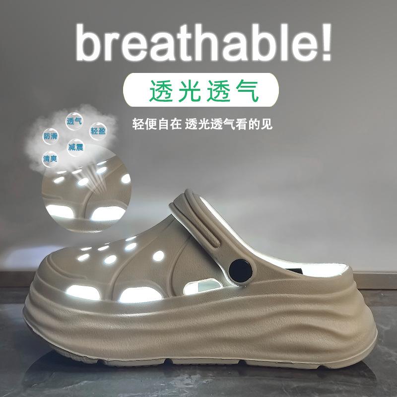 New Summer CH Women's Cave Shoes Bag Head Sandals Flat Bottom Half Smooth Thick Bottom Breathable Comfortable Casual Half Body