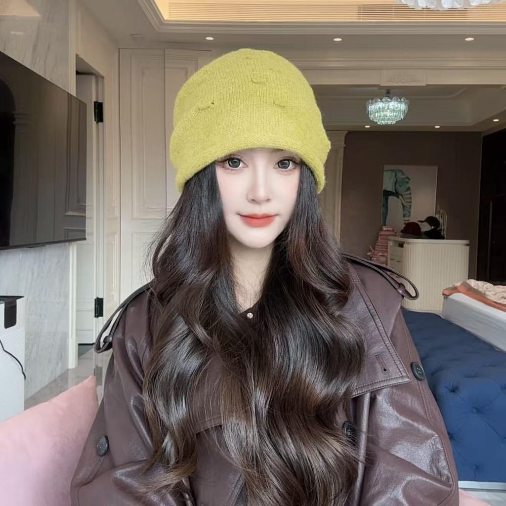 Cashmere Rolled Up Pile Cap  Free Shipping Cap  Korean Style Loose Elastic Cold Cap  Soft Postpartum Cap  Women's Headscarf Cap