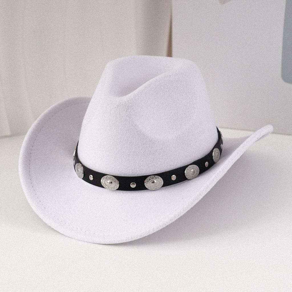 Punk belt decoration western cowboy hat retro European and American style autumn and winter hat party top hat women's British hat