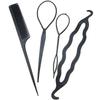 4-delige Haarkapsel Tool Set Zwart Plastic DIY Vlecht Tool Kit voor Thuis Professioneel