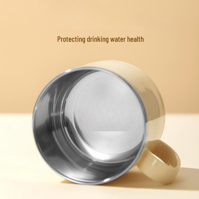 Stainless Steel Double-Layer Mug with Lid - Dust & Drop-Proof, Anti-Scald, for Home, Office & Dorm Use.